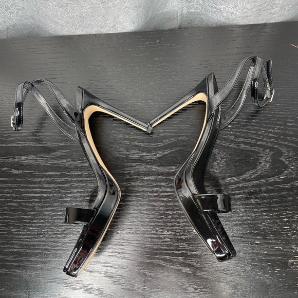 Nine West Black Patent Leather Ankle Strap Heels – Square Toe Stilettos Size 7.5 - Picture 3 of 6